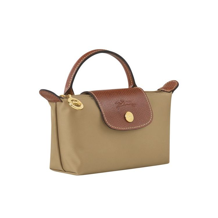 Longchamp Pouch With Desert Recycled canvas Pouches Khaki | 689703GTK