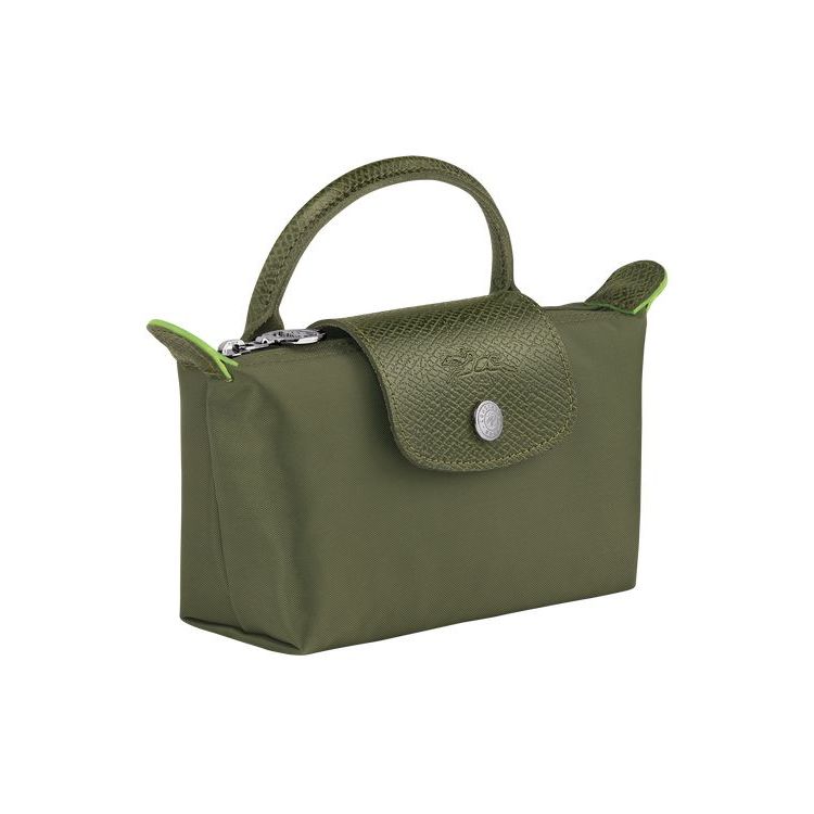 Longchamp Pouch With Forest Recycled canvas Pouches Zöld | 629754ZOV