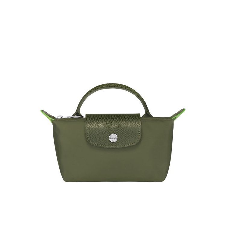 Longchamp Pouch With Forest Recycled canvas Pouches Zöld | 629754ZOV