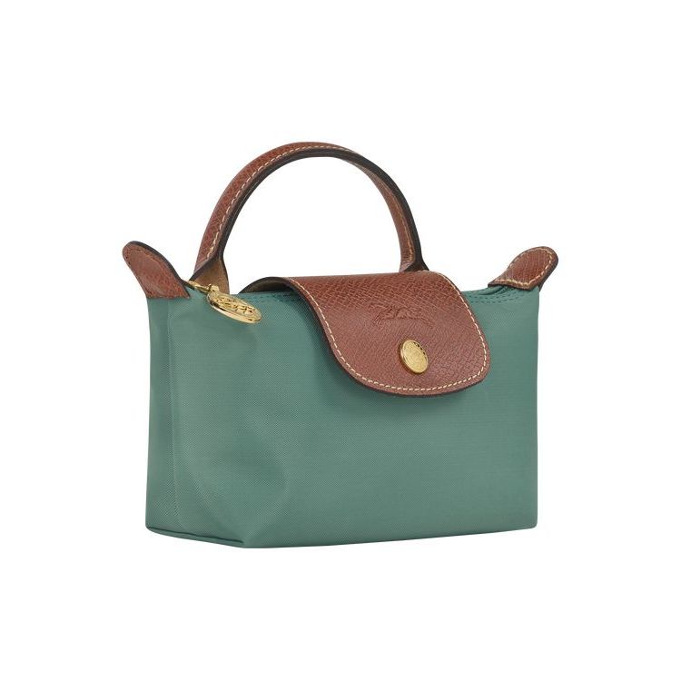 Longchamp Pouch With Recycled canvas Pouches Szürke Zöld | 812643HGY