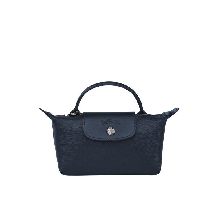 Longchamp Pouch With Vászon Pouches Sötétkék | 153476EIB