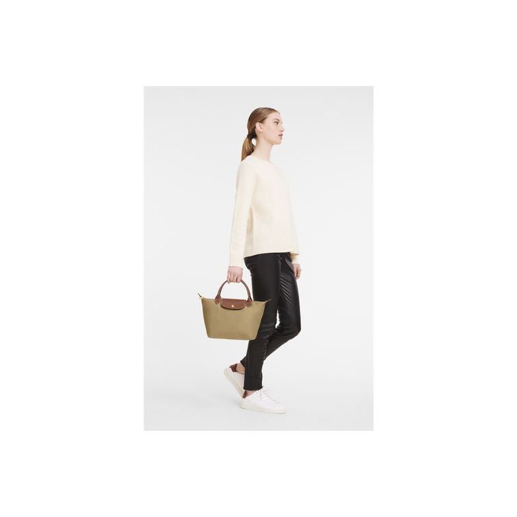 Longchamp S Desert Recycled canvas Kézitáska Khaki | 289047WBP