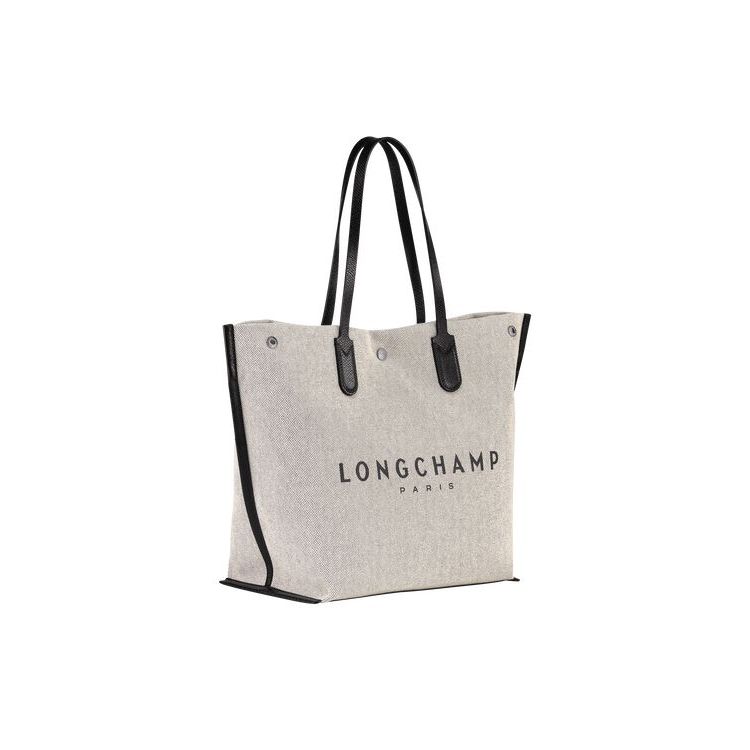 Longchamp Shopping L Ecru Vászon Válltáskák Bézs | 895263SAM