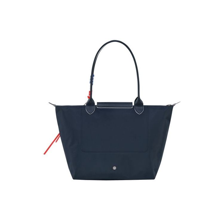 Longchamp Shopping L Recycled canvas Válltáskák Sötétkék | 782153OIY