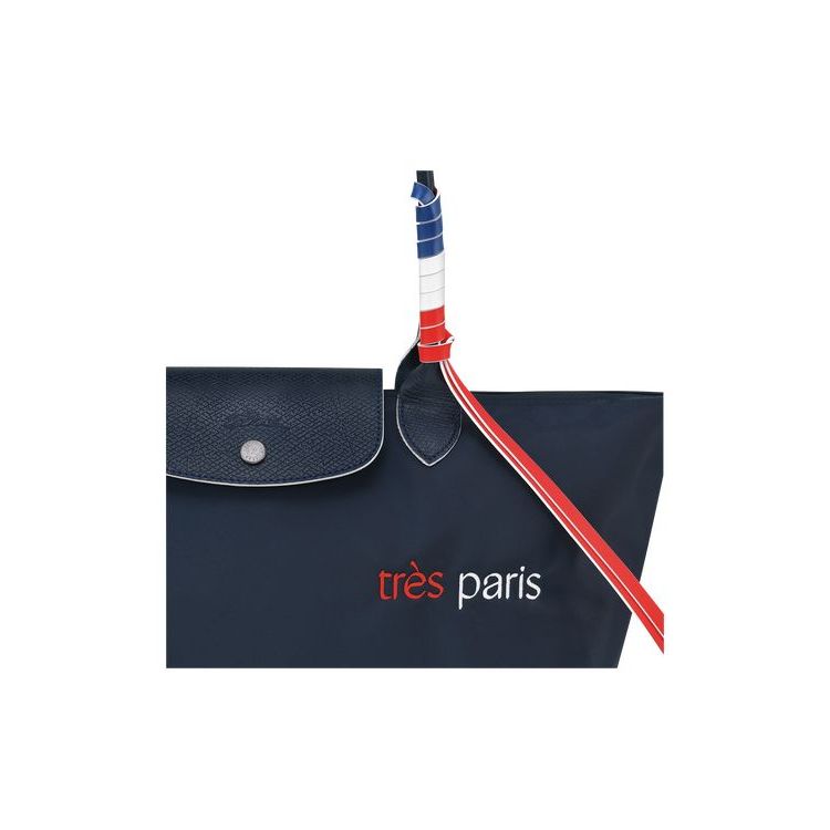 Longchamp Shopping L Recycled canvas Válltáskák Sötétkék | 782153OIY