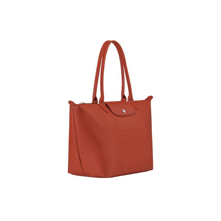 Longchamp Shopping L Terracotta Vászon Válltáskák Narancssárga | 520849UWN