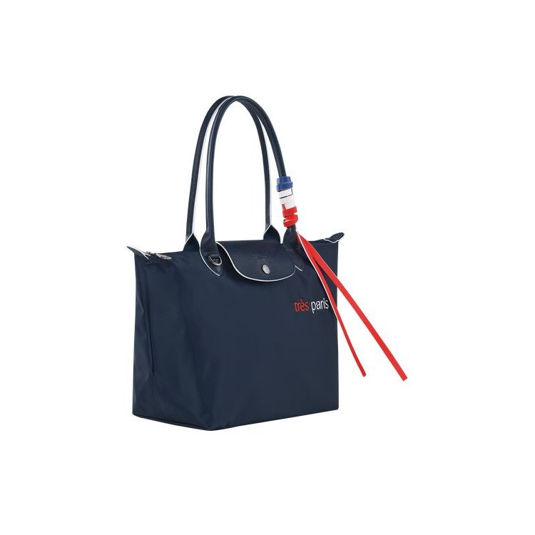 Longchamp Shopping S Recycled canvas Válltáskák Sötétkék | 207189CZK