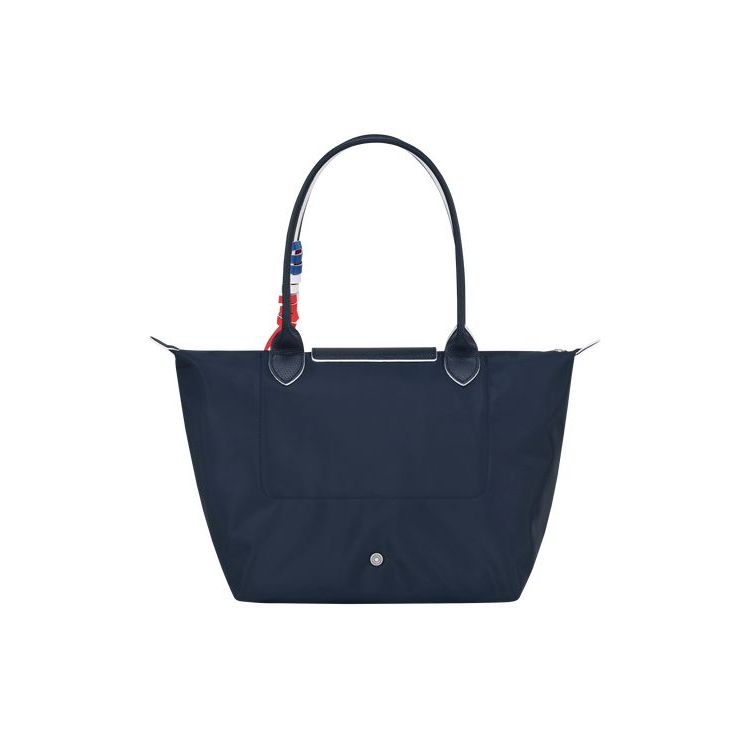 Longchamp Shopping S Recycled canvas Válltáskák Sötétkék | 207189CZK