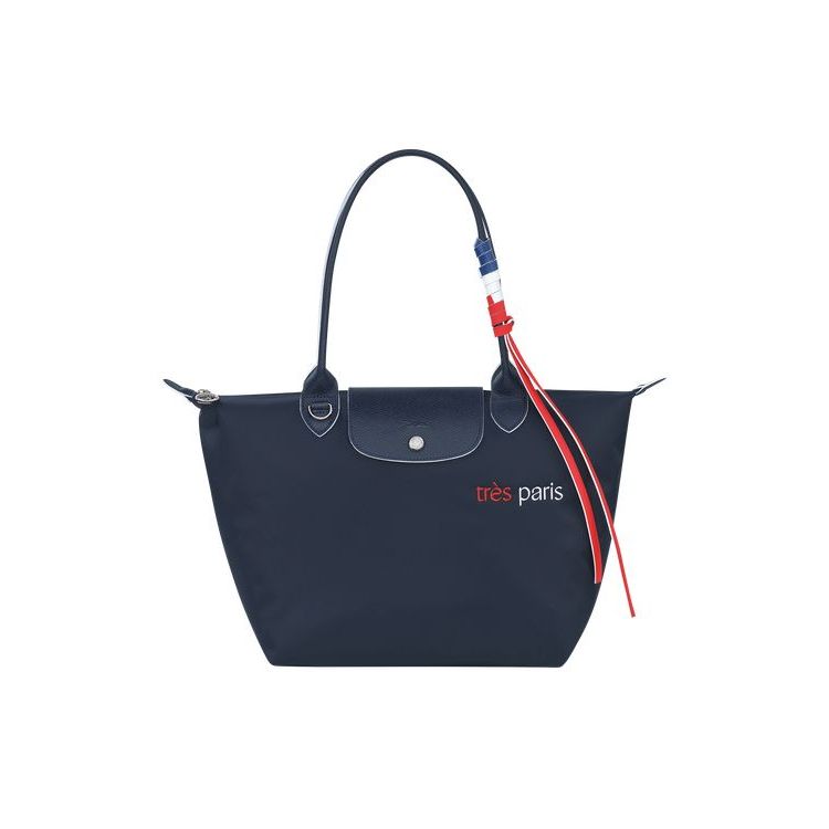 Longchamp Shopping S Recycled canvas Válltáskák Sötétkék | 207189CZK