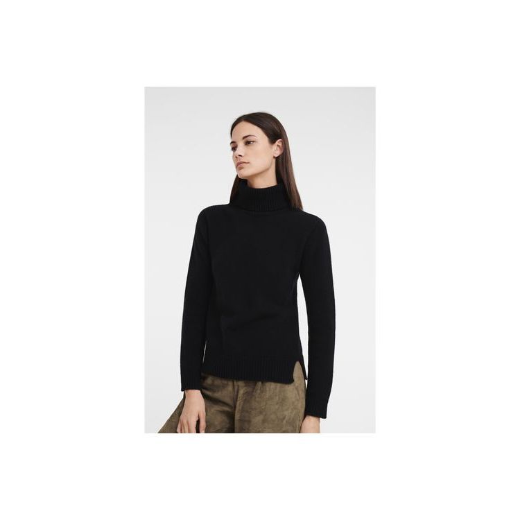 Longchamp Turtleneck Pulóver Gyapjú Blúz Fekete | 927104IZN