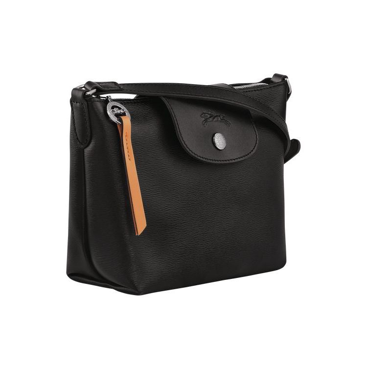 Longchamp Vászon Crossbody Táska Fekete | 319254VAM