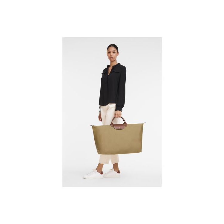 Longchamp Xl Desert Recycled canvas Utazótáskák Khaki | 096274KUY