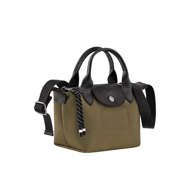 Longchamp Xs Recycled canvas Kézitáska Khaki | 619054ZKQ