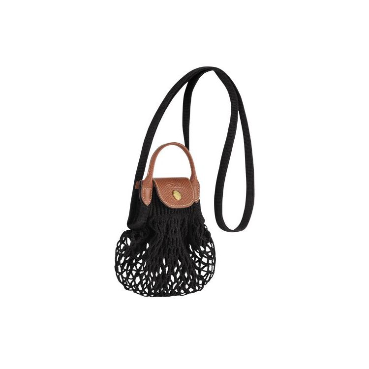 Longchamp Xs Vászon Crossbody Táska Fekete | 189340TBC