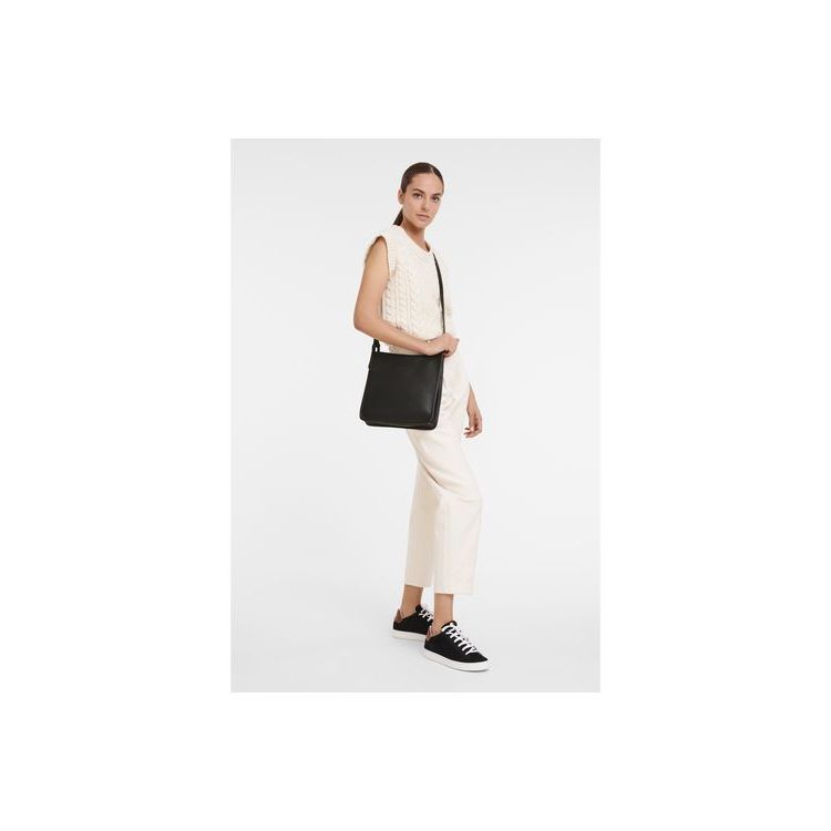 Longchamp Zipped L Bőr Crossbody Táska Fekete | 327581IEA