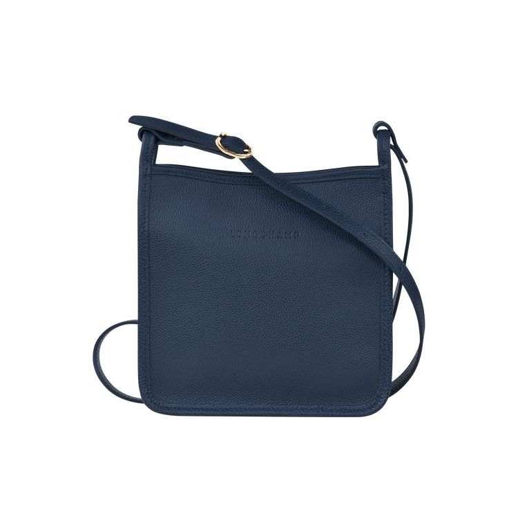 Longchamp Zipped S Bőr Crossbody Táska Sötétkék | 684239VQM