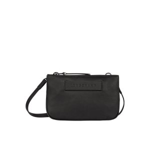 Longchamp Bőr Crossbody Táska Fekete | 946082QYA