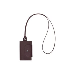 Longchamp Card With Necklace Bőr Kártyatartó Bordó | 478193TZM