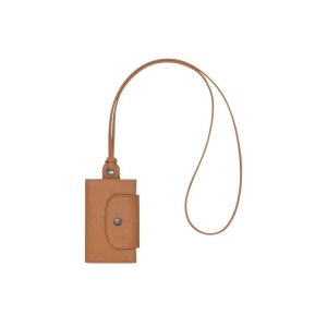 Longchamp Card With Necklace Hazelnut Bőr Kártyatartó Bézs | 602739DQW