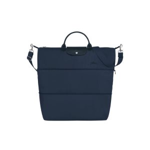 Longchamp Expandable Recycled canvas Utazótáskák Sötétkék | 107562NXL