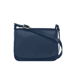 Longchamp L Bőr Crossbody Táska Sötétkék | 407396ICG