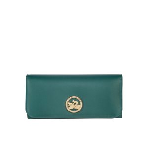 Longchamp Long Continental Bőr Pénztárca Szürke Zöld | 759142FJC