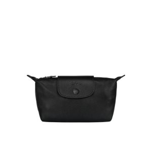 Longchamp Pouch Bőr Pouches Fekete | 209784KAX