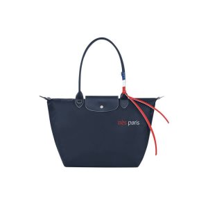 Longchamp Shopping L Recycled canvas Válltáskák Sötétkék | 782153OIY